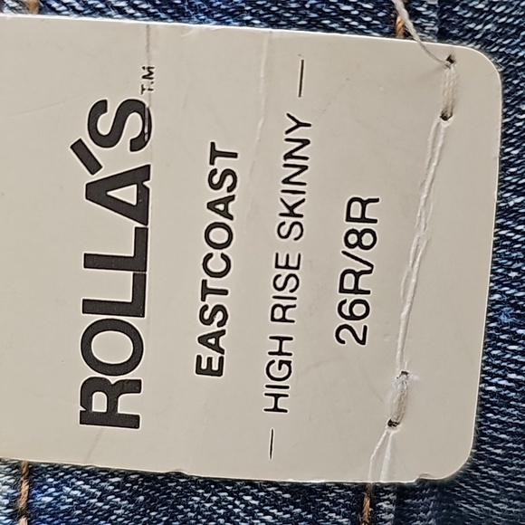 Rolla's Eastcoast High Rise Skinny Blue Jean Denim Distressed Original Blue 8 26 - Picture 12 of 16